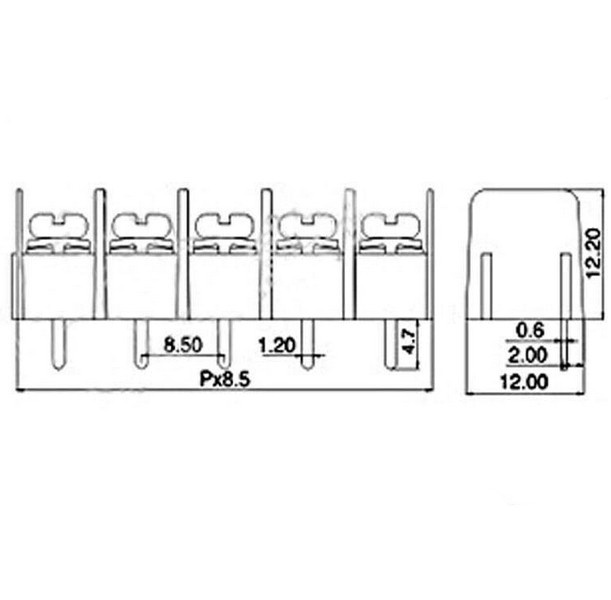 Terminal złącze zaciskowe 3 pin MG/KF8500 do PCB - raster 8,5mm