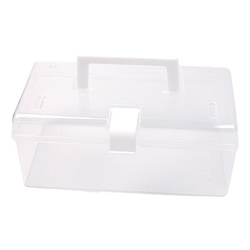 Plastic Box with Handle - 19x11x11 cm - Portable Transparent Organizer