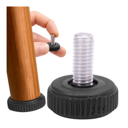 Adjustable foot for furniture - M6 20x14mm - black - furniture leg with washer