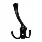Triple wall hanger - black - 13 cm - Metal hook for clothes