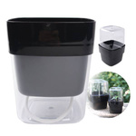 Pot With Dome - Self Watering - 12cm - Black Square