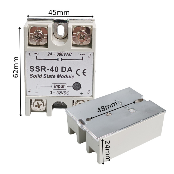 Moduł przekaźnika SSR-40DA 40A/380V - widok boczny