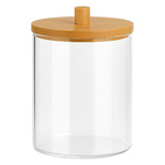 Acrylic Container for Cotton Swabs Cosmetic Sticks Bamboo Bathroom Organizer