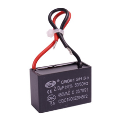 Kondensator rozruchowy CBB61 2.0uF 450VAC do silników - z przewodami