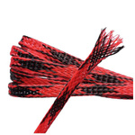 4mm/8mm wire braid - red/black - polyester braid/ Braid - 1mb