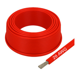 Przewód silikonowy miedziany ocynowany 20AWG - 100 żył - 0,5mm2 - czerwony - elastyczny