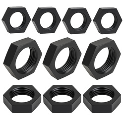 Hexagonal Plastic Nut M10x1.0 Black Set of 10 Pieces