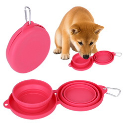 Folding cat dog bowl - double 300 ml - pink - travel
