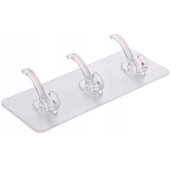 Hook - adhesive hanger double 3 pcs - 18x6,5cm transparent - wall bracket