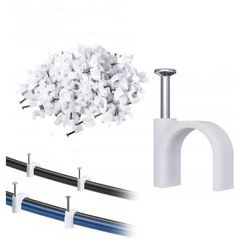 Uchwyt do kabli z gwoździem 4mm - 100 sztuk - biały - uchwyt przewodów