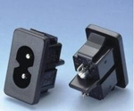 AC power socket eight - snap-on mounting to enclosure