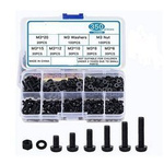 Set of 350pcs Nylon Screw Nuts M3 - Black Nylon