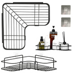 Półka łazienkowa do kabiny narożna - czarna - Koszyk pod prysznic na żel szampon #KOMIS