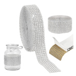 Self-adhesive Zirconia Silver Tape 1.8x90 cm Decorative Zircons