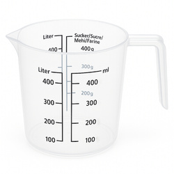 Plastic mug with measuring cup 400ml - kitchen measuring cup 0.4l - jug with ear