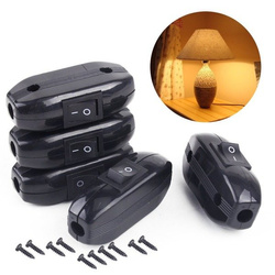 Przełącznik na kabel - przelotowy - ON/OFF - czarny - wyłącznik lampowy