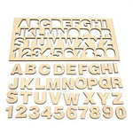 Wooden plywood with alphabet and numbers 0-9 - Format 300x150x3mm - letters