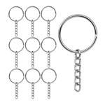 Keychain Ring with Chain Silver Teardrop Clasp 10pcs Key Connector