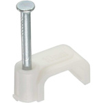 Square cable holder with 4mm nail - 100 pieces - white - cable holder