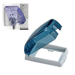 Waterproof cover for the socket - blue - Cover with flap for the plug