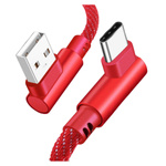 Przewód USB - USB type-C - kątowy - RED 100cm