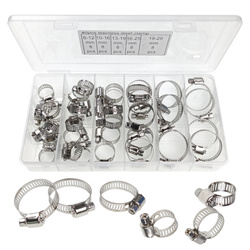 Set of Crimped Steel Clamps Worm Clamp Mix 6-29mm 40pcs