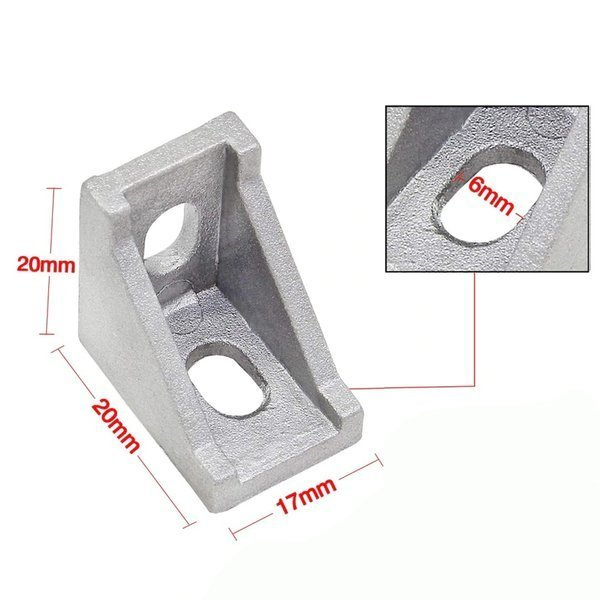 Uchwyt narożny 20x20mm M5 do profili aluminiowych