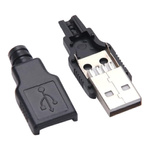 USB plug with shield - type A - cable-mounted - male