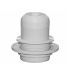 E27 socket with thread and flange - white - Plastic socket