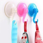 Hanger with suction cup - hook - pink - wall mount
