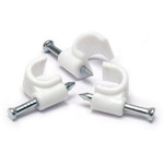 Cable holder with 4mm nail - 100 pieces - white - cable holder