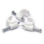 Cable holder with 10mm nail - 100 pieces - white - cable holder