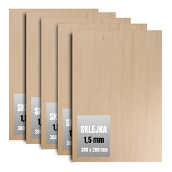 Plywood 300 x 200 x 1.5 mm- Rectangular Board for DIY Engraving - Set of 5 pieces