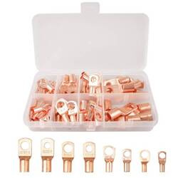 Set of 60pcs - Uninsulated copper eyelet connector - cable lug