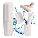 Travel Case For Toothbrush And Paste ∅6cm - White Ogranizer With Lanyard