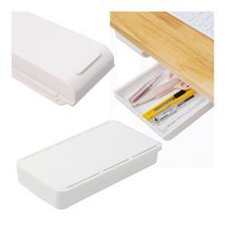 Szufladka samoprzylepna - biała - 220x85x30mm - organizer pod biurko na długopisy i drobiazgi