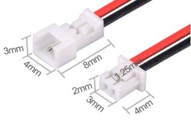 Wtyk Micro JST z przewodem 120mm - 2 PIN raster 1.25