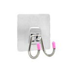 Stainless steel double hook - pink - Hanger without adhesive holder