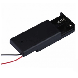 Koszyk na baterie 2xAA (R6 1.5V) z wyłącznikiem - koszyczek z pokrywą i przewodami.