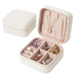 Travel Jewelry Organizer Trunk White Casket 9.5x9.5x5cm