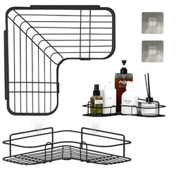 Bathroom shelf for corner cubicle - black - Shower basket for shampoo gel #KOMIS